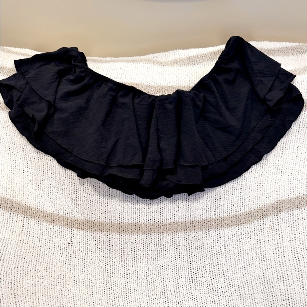 SHEIN Elegant Black Ruffle Top